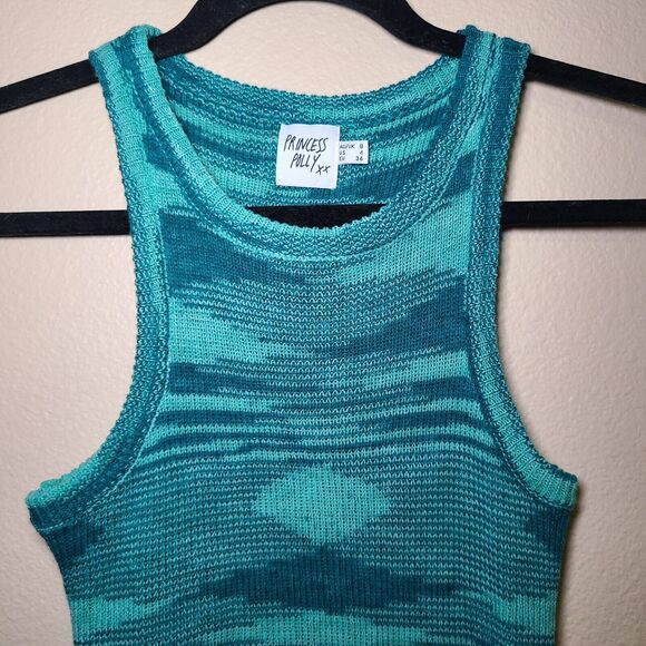 Princess Polly Elish Mini Slim Dress Women’s Size US 4 Teal Sleeveless Knit NWOT - Picture 6 of 6